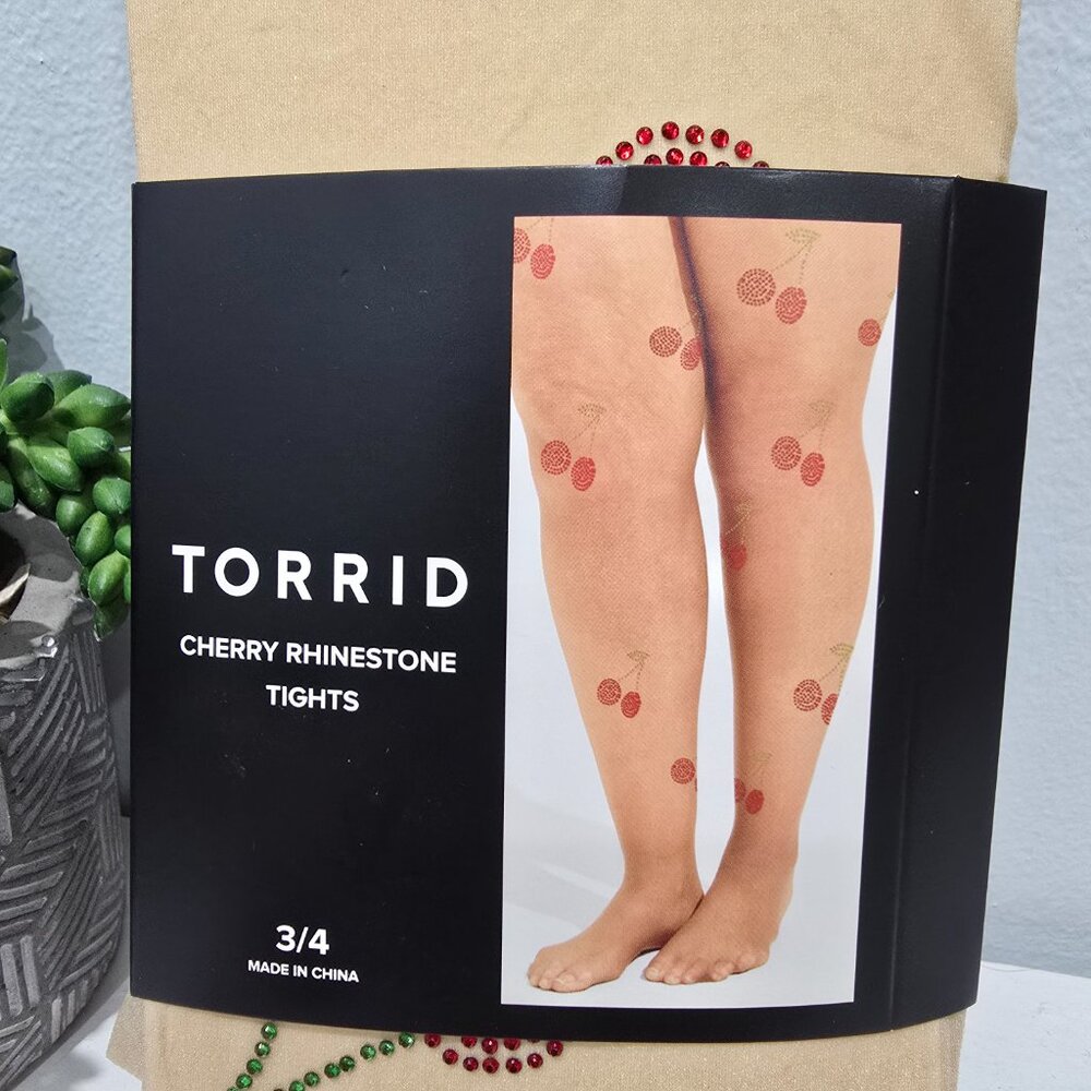 Torrid - Retro Chic Cherry Rhinestone Tights - Picture 4 of 12